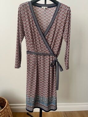 Max Studio Geometric Print Faux Wrap Dress US M
